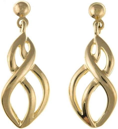 Solid Gold Drop Earrings Yellow 9 Carat 375 Hallmarked Drops Amazon