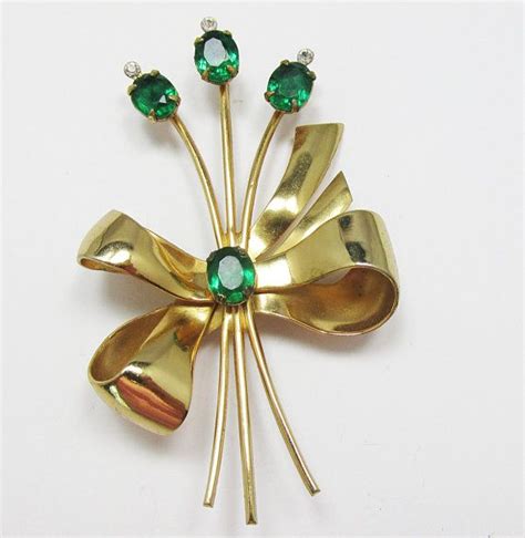 Vintage Coro Jewelry Gold Rhinestone Pin Brooch Costume Jewelry Floral