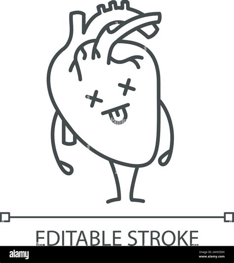 Feliz Corazón Humano Emoji Icono Lineal Ilustración De Línea Delgada