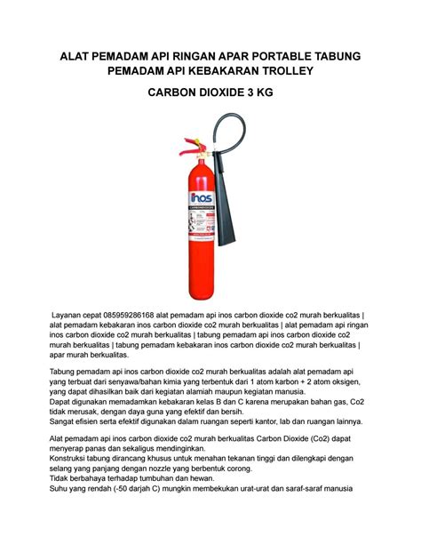 Alat Tabung Pemadam Api Kebakaran Inos Carbon Dioxide Co Kg Murah