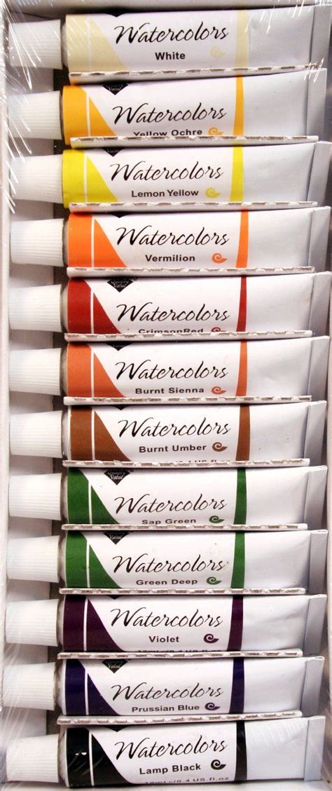 Watercolor Paints Complete Set Of 12 Tubes 12ml Each Art Supplies New