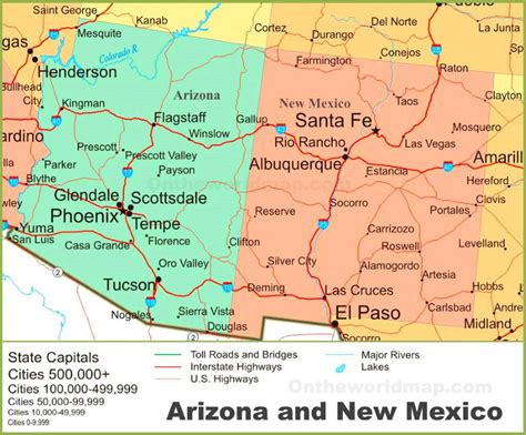 Map Of Arizona New Mexico World Map