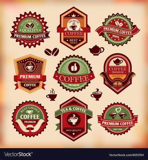 Set Vintage Coffee Labels Royalty Free Vector Image