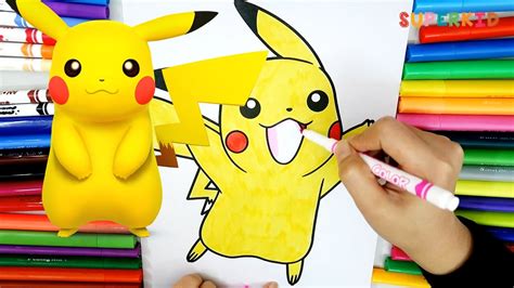 Pikachu coloring pages - Learning color for Kids by coloring Pokemon