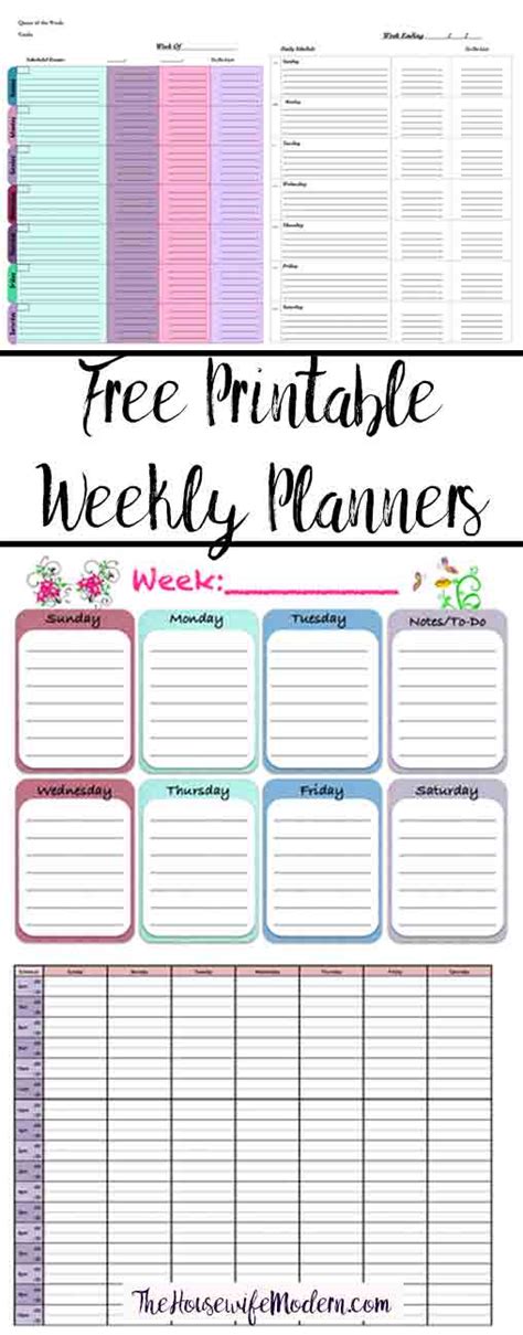 Undated Vertical Weekly Layout Timed Hourly Printable Planner Inserts