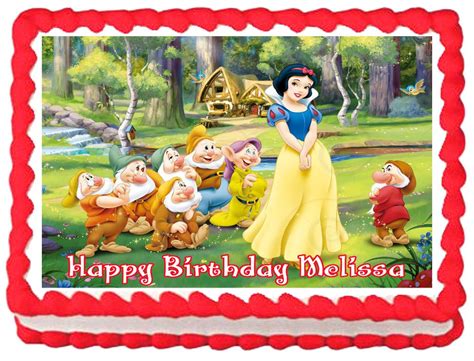 Snow White And Seven Dwarfs Edible Cake Topper Image Ebay Edible