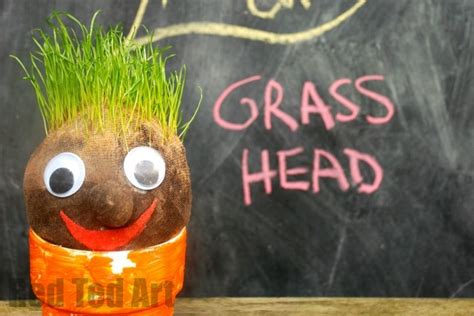 How To Make Grass Heads Red Ted Art Make Crafting With Kids Easy