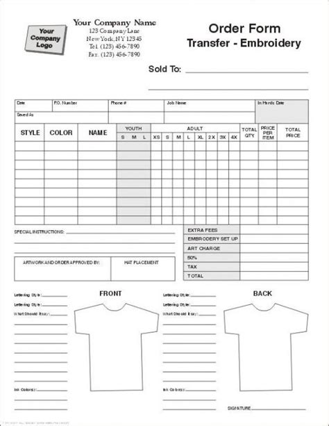 Order Form T Shirt Design Template Order Form Template