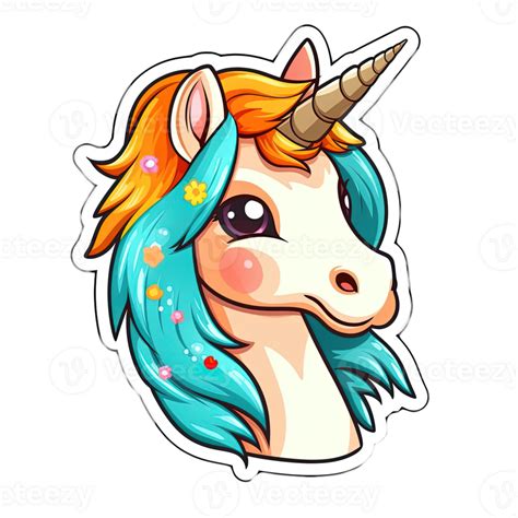 Cute Cartoon Unicorn Sticker 24487927 Png