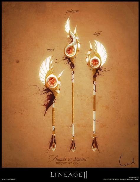 lineage ii weapon set concept polearms by gaudibuendia on deviantart