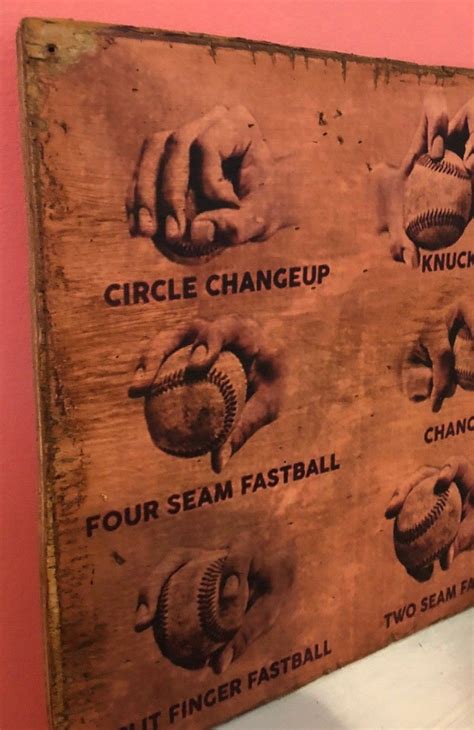 Baseball Pitch Grip Poster Mlb Little League Vintage Retro Etsy