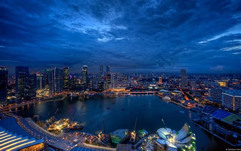 Download Boat Building City Cityscape Cloud Night Man Made Singapore Hd