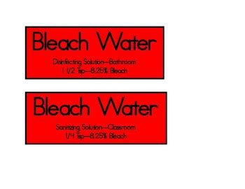 Bleach Water Labels By Rachel Morris Tpt