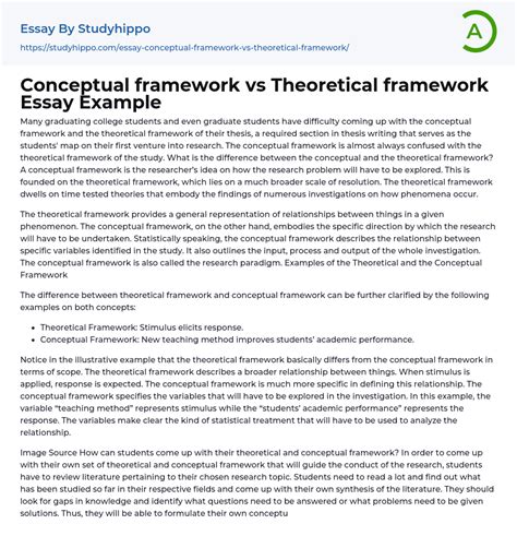 Conceptual Framework Vs Theoretical Framework Essay Example