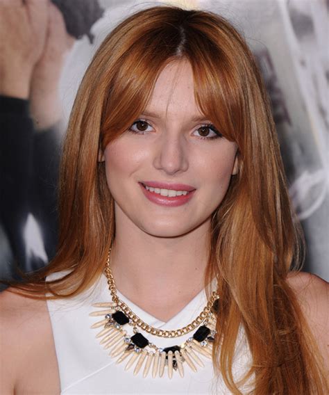 Bella Thorne Long Straight Casual Hairstyle With Side Swept Bangs