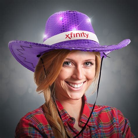 Purple Sequin Led Cowboy Hats Imprintable Bands Available