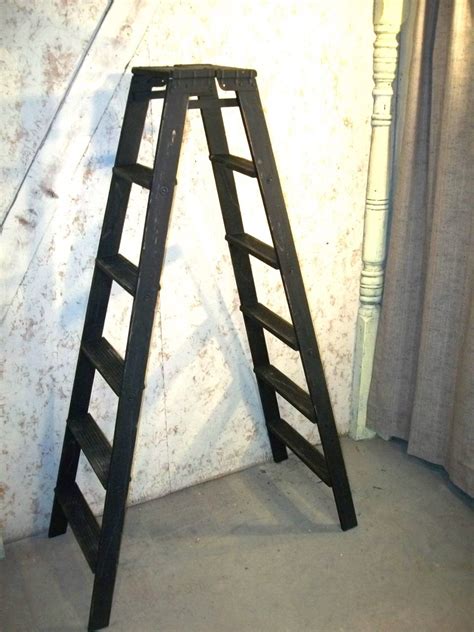 Wood Double Step Ladder Shelving With 6 Steps