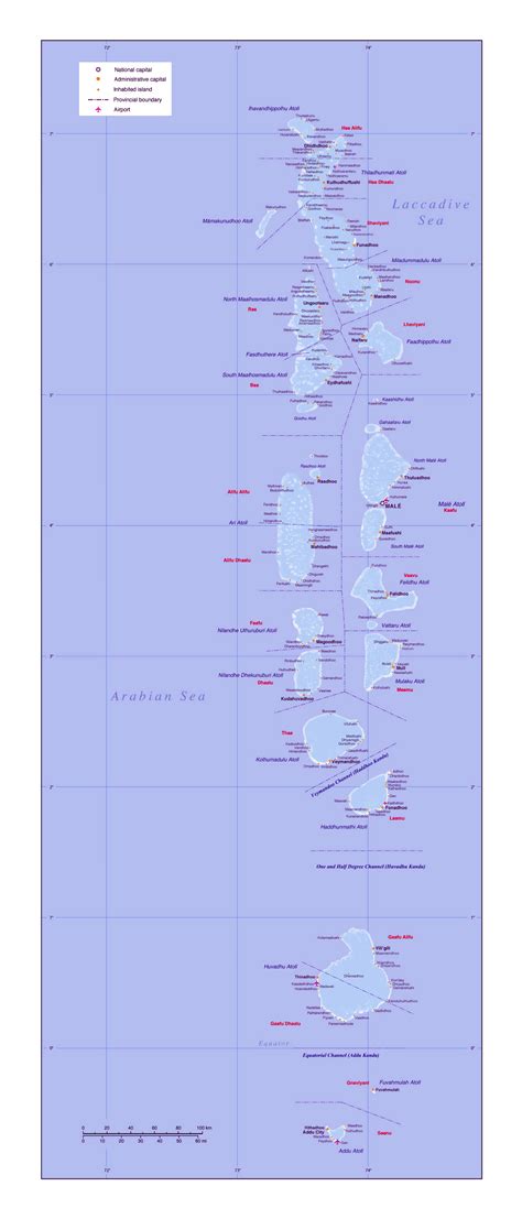 Large Detailed Political And Administrative Map Of Maldives With Cities