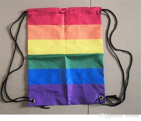 2021 gay pride drawstring backpack 35x45cm polyester made string bag two layers rainbow lgbtq