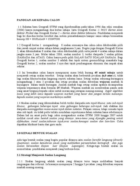 Contoh Jawapan Esei Geografi Tingkatan 6