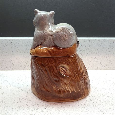 Vintage Rare Rick Wisecarver Pottery Raccoon Cookie Jar Signed Classic