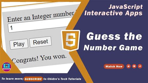 Guess The Number Game In Javascript Javascript Interactive Application Youtube