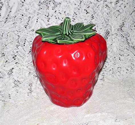 S Mccoy Strawberry Cookie Jar Large Colorful Etsy In