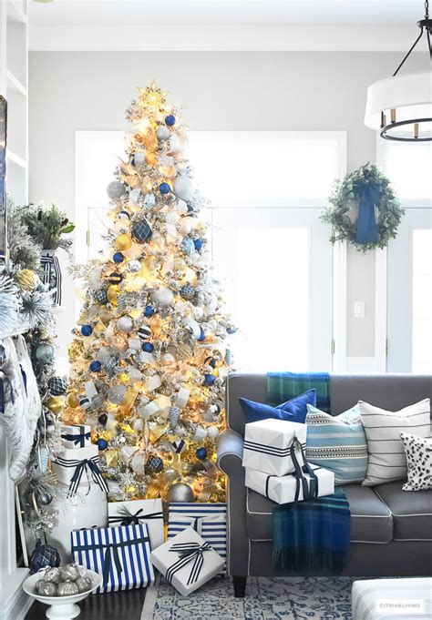 We did not find results for: Flocked Christmas Tree Decor: Blue, Silver + Gold ...