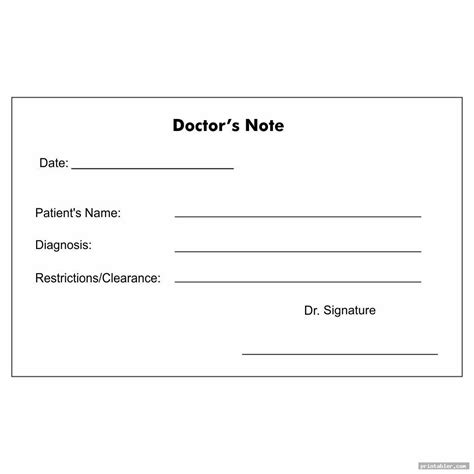 Printable Blank Doctors Notes