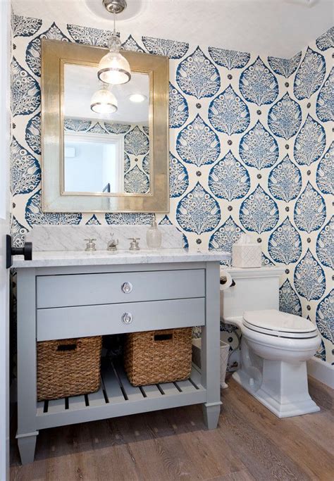 White and Navy Wallpaper: Galbraith & Paul Lotus Wallpaper. Erin