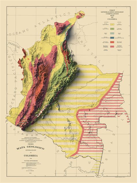 Mapa De Colombia Mapa De Relieve Geológico De Colombia Mapa Imprimible