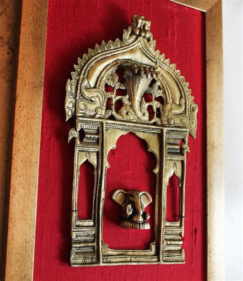 Vintage Brass Temple Frame Prabhavali With The Mythical Yali And Lord