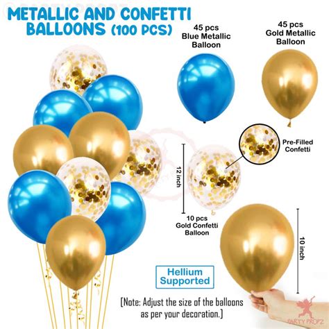 30 count (pack of 1). 102 Pcs Blue and Golden Metallic and Golden Confetti ...