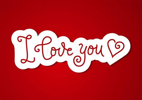 Modern Calligraphy Lettering Of I Love You In Red On White And Red Background Decorated With