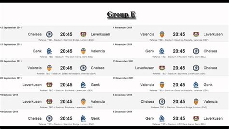See the latest fixtures for the europe (uefa) champions league 2020/21 at scorespro.com. UEFA champions league 2011-2012 full group stage fixtures ...