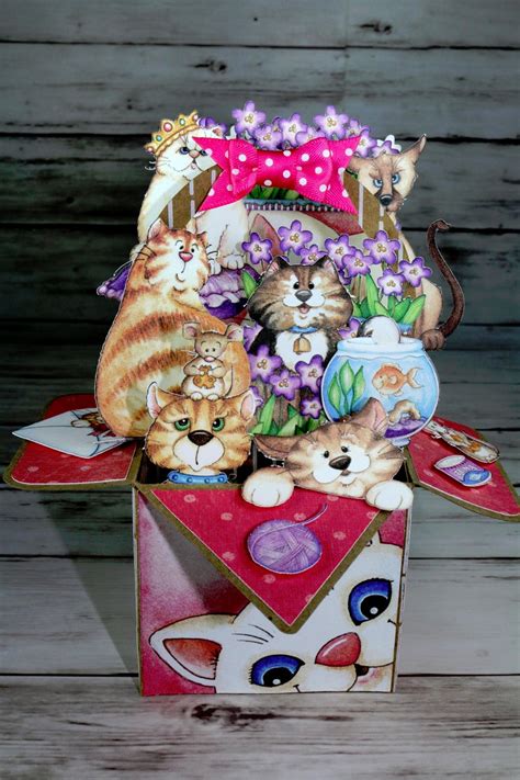 Cat Kitten Kitties Feline Pop Up Greeting Card Etsy Greeting Cards