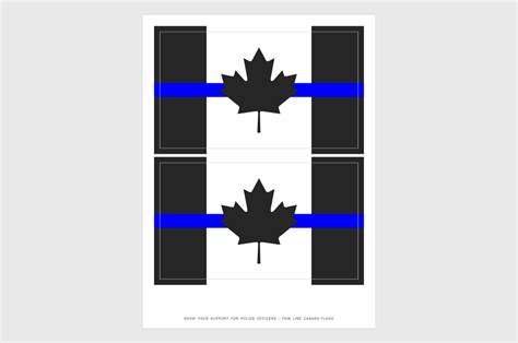 Canadian Thin Blue Line Flag Sticker Weatherproof Vinyl Canada Flag S