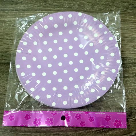 10pcs Happy Birthday Party Purple Polka Dot Theme Dishes Kids Favors