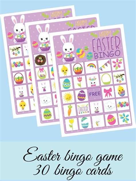 Easter Bingo Game Easter Bingo Cards Printable Game For Kids Etsy