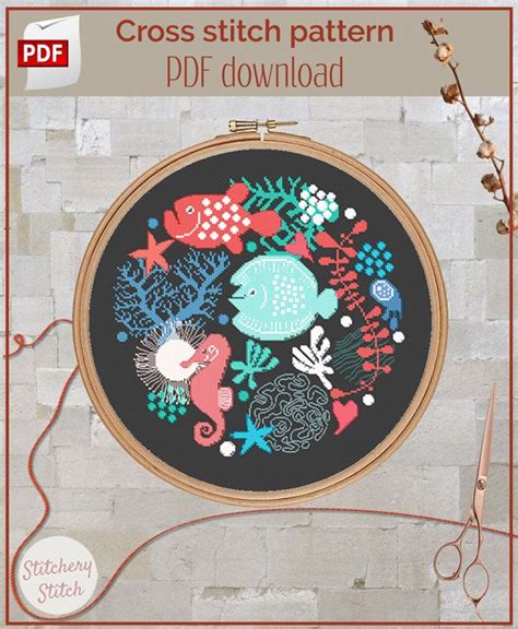 Positive cross stitch pattern, enjoy life more embroidery design motivational quote inspirational home decor cross stitch happy county cross this pdf counted cross stitch pattern available for instant download. Ocean cross stitch pattern | Marine life cross stitch ...