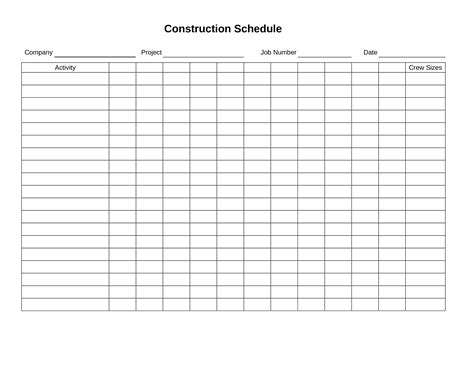 Construction Job Schedule Templates At
