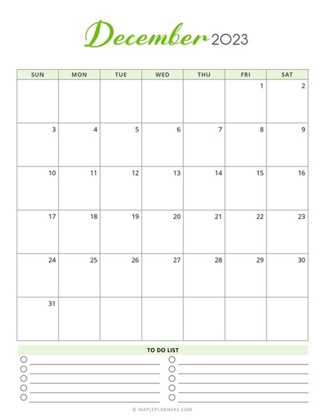 Free Printable December 2023 Monthly Calendar Vertical
