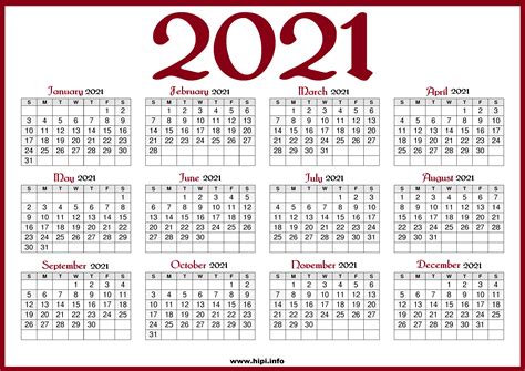 Year To A Page Calendar 2021 Printable Free Letter Templates