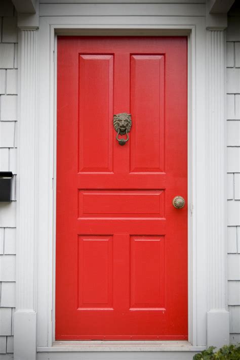 Off White Molding And Framing Support This Bright Red Door Which Has
