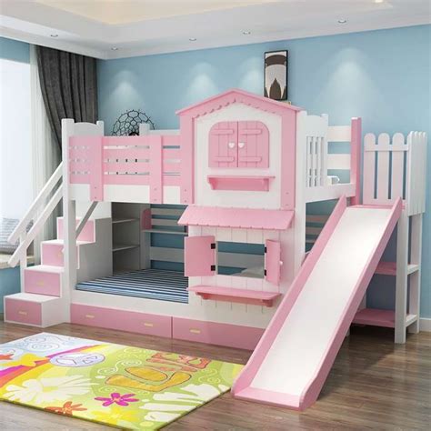 Colorful Bunk Bed With Slide For Kids In 2020 Bed With Slide Bunk