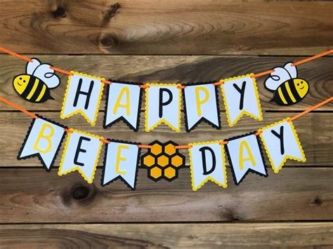 Happy Bee Day Banner Bee Birthday Banner Bee Birthday Etsy Bee