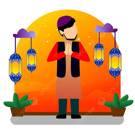 Gambar Ilustrasi Karakter Manusia Ramadhan Islam Ilustrasi Vektor