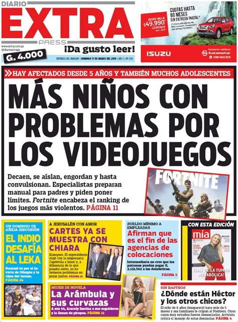 periódico diario extra paraguay periódicos de paraguay edición de domingo 17 de marzo de
