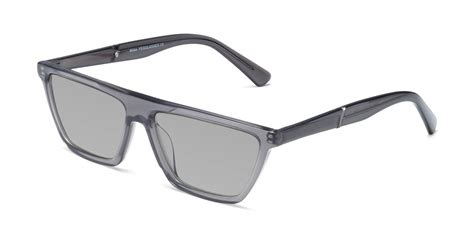 Translucent Gray Geek Chic Shield Geometric Tinted Sunglasses With Light Gray Sunwear Lenses Miles