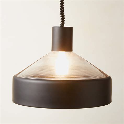 Calata Matte Black And Ribbed Glass Pendant Light Cb2 Canada